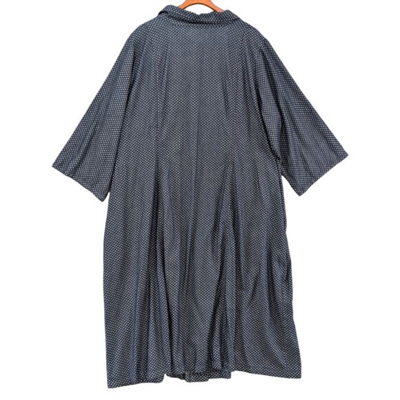 Woman Within Button Front Maxi Dress Navy Floral Canvas Roll Tab Sleeve Sz 34W - Picture 2 of 11